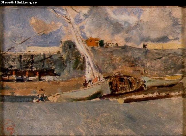 Maria Fortuny i Marsal Paesaggio con barche